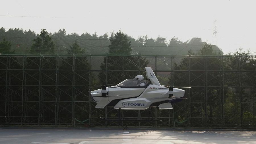 This photo taken at the beginning of August, 2020 and released by ©SkyDrive/CARTIVATOR 2020, shows a test flight of a manned '