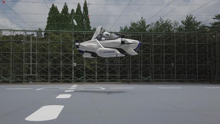 This photo taken at the beginning of August, 2020 and released by ©SkyDrive/CARTIVATOR 2020, shows a test flight of a manned '