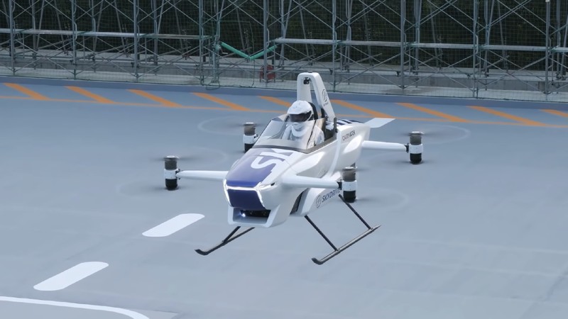 This photo taken at the beginning of August, 2020 and released by ©SkyDrive/CARTIVATOR 2020, shows a test flight of a manned '