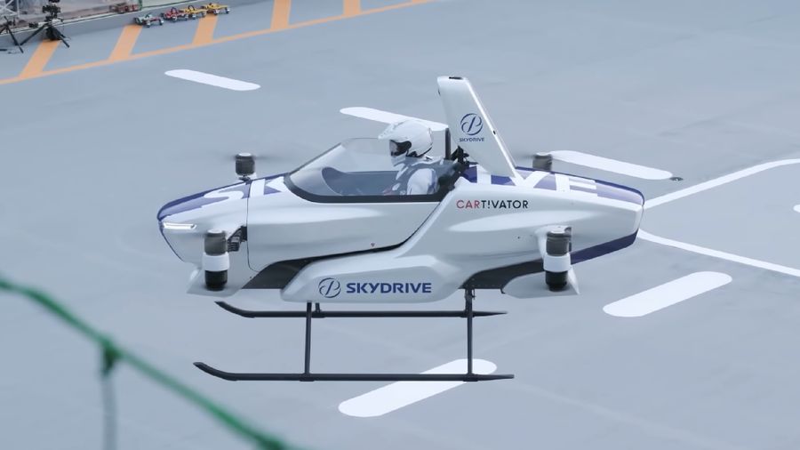 This photo taken at the beginning of August, 2020 and released by ©SkyDrive/CARTIVATOR 2020, shows a test flight of a manned '