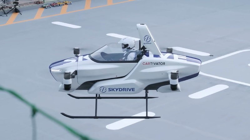 This photo taken at the beginning of August, 2020 and released by ©SkyDrive/CARTIVATOR 2020, shows a test flight of a manned '