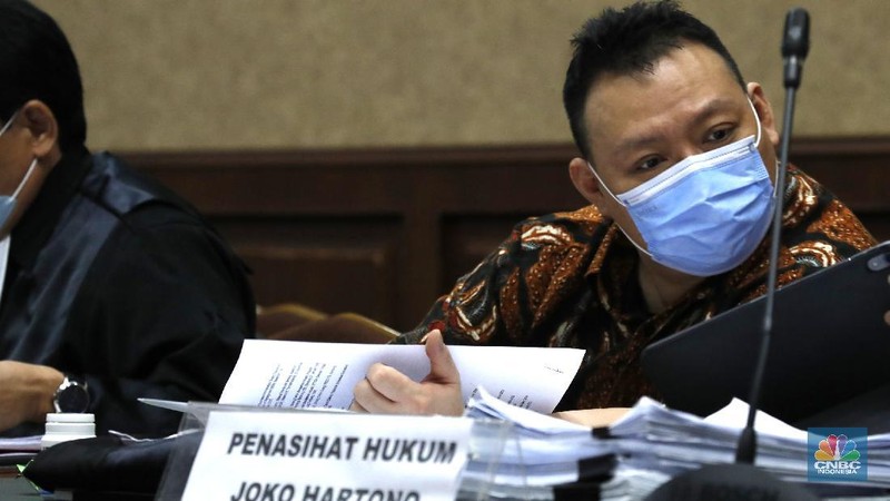 Sidang lanjutan kasus korupsi PT. Asuransi Jiwasraya (Persero)di Pengadilan Negeri, Jakarta Pusat, Senin (7/9/20). (CNBC Indonesia/Tri Susilo)