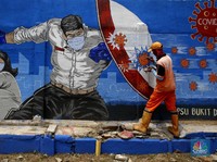 Keren! Deretan Mural Sarat Pesan Soal Covid-19 di Bukit Duri