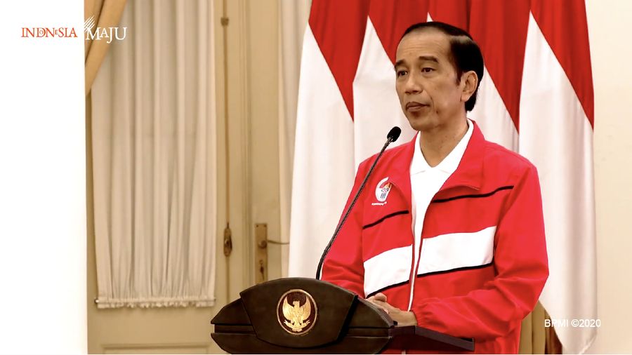Presiden Joko Widodo dalam Acara Puncak Hari Olahraga Nasional XXXVII Tahun 2020 (Tangkapan Layar Youtube Sekretariat Presiden)