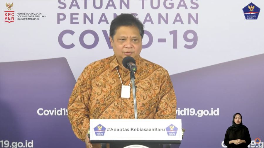 Menteri Koordinator Bidang Perekonomian Airlangga Hartarto (Tangkapan Layar Youtube BNPB Indonesia)