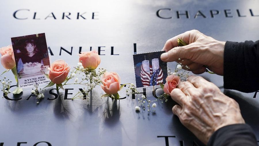 President Donald Trump speaks at a 19th anniversary observance of the Sept. 11 terror attacks, at the Flight 93 National Memorial in Shanksville, Pa., Friday, Sept. 11, 2020. (AP Photo/Alex Brandon)