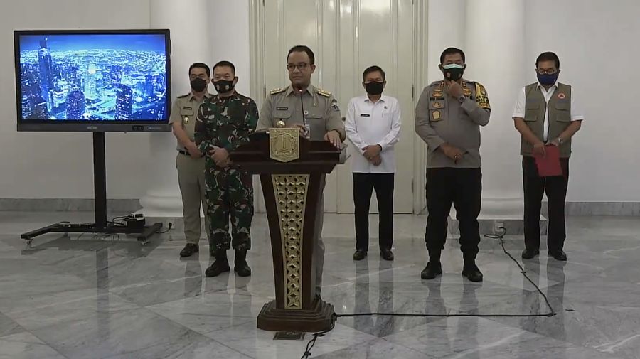 Anies Baswedan, Konferensi Pers Status Pembatasan Sosial Berskala Besar (PSBB) DKI Jakarta. Dok: Tangkapan layar youtube pemprov DKI Jakarta