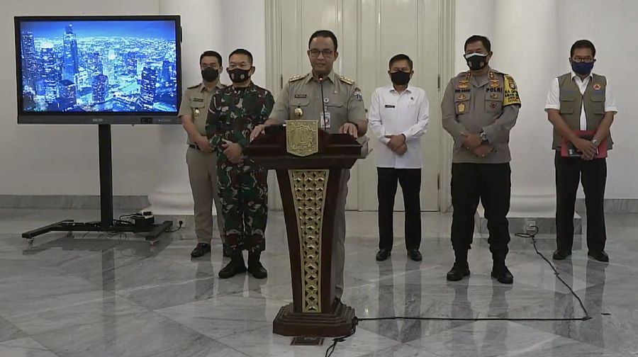 Anies Baswedan, Konferensi Pers Status Pembatasan Sosial Berskala Besar (PSBB) DKI Jakarta. Dok: Tangkapan layar youtube pemprov DKI Jakarta