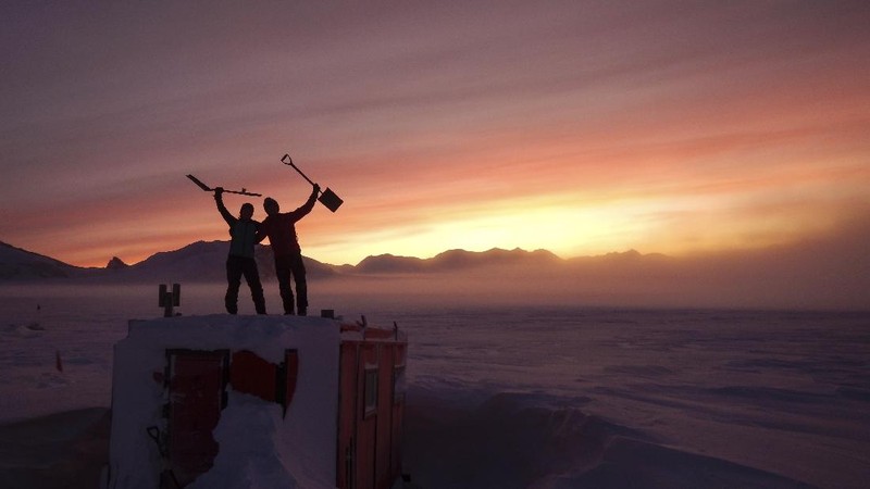In this handout photo provided by British Antarctic Survey, field guide Andy Hood is seen at the Brunt ice shelf in Antarctica in January 2020. Antarctica remains the only continent without COVID-19 and now in Sept. 2020, as nearly 1,000 scientists and others who wintered over on the ice are seeing the sun for the first time in months, a global effort wants to make sure incoming colleagues don't bring the virus with them. (Robert Taylor/British Antarctic Survey via AP)