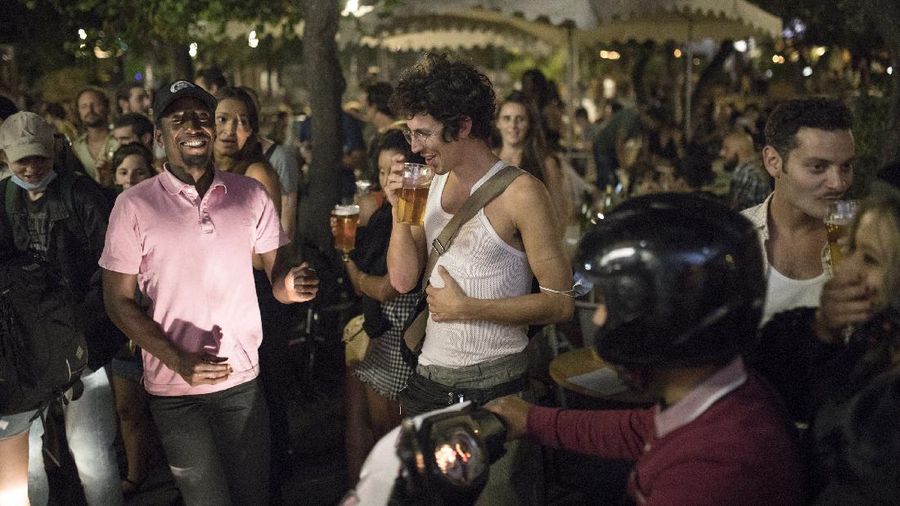People gather at a bar in Marseille, southern France, Saturday, Sept. 12, 2020. French Prime Minister Jean Castex warned that the virus situation is 