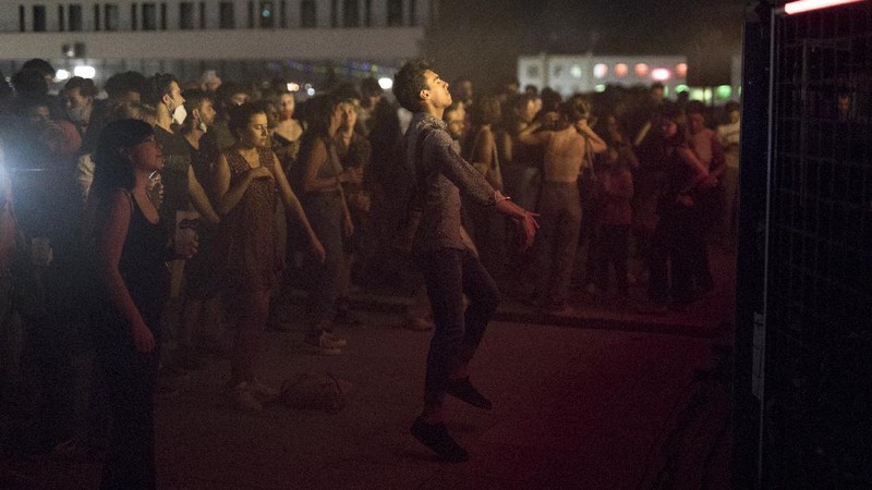 People gather at a bar in Marseille, southern France, Saturday, Sept. 12, 2020. French Prime Minister Jean Castex warned that the virus situation is 