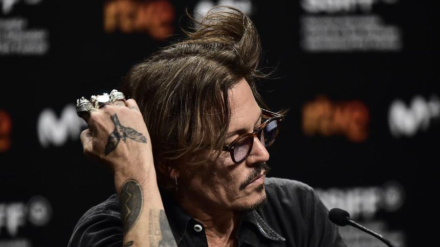 US actor and film producer Johnny Deep during press conference to promote his film