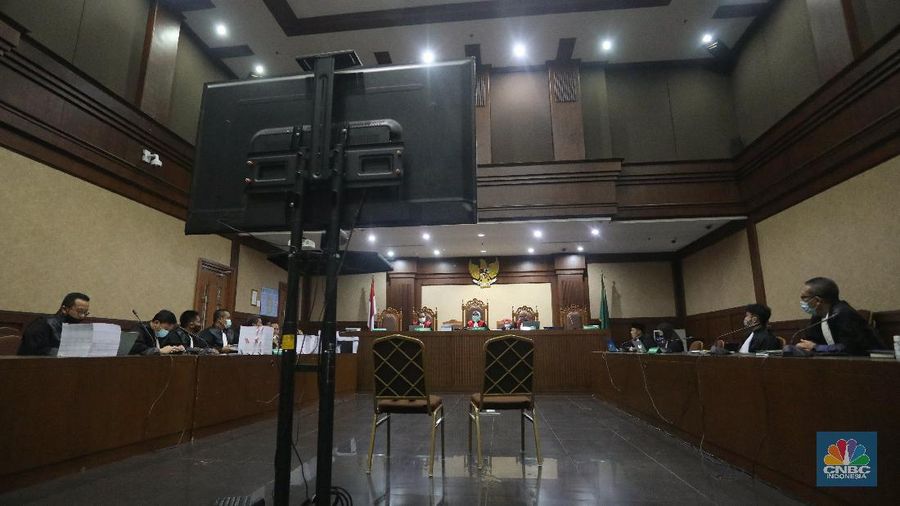 Sidang kasus dugaan korupsi di PT Asuransi Jiwasraya (Persero) di PN Jakarta Pusat (CNBC Indonesia/ Andrean Kristianto)