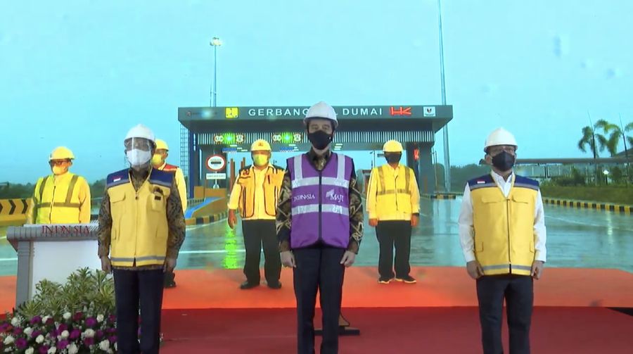 Presiden RI Jokowi Resmikan Jalan Tol Pekanbaru-Dumai, Istana Bogor, 25 September 2020 (Tngkapan Layar Youtube)