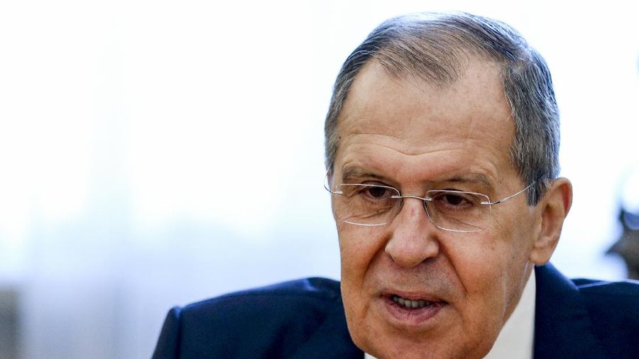In this photo released by Russian Foreign Ministry Press Service, Russian Foreign Minister Sergey Lavrov speaks to Sahiba Gafarova Chairman of the National Assembly of Azerbaijan during their meeting in Moscow, Russia, Wednesday, Sept. 23, 2020. (Russian Foreign Ministry Press Service via AP)