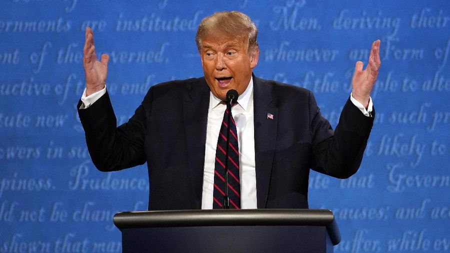 President Donald Trump speaks during the first presidential debate with Democratic presidential candidate former Vice President Joe Biden Tuesday, Sept. 29, 2020, at Case Western University and Cleveland Clinic, in Cleveland. (AP Photo/Julio Cortez)