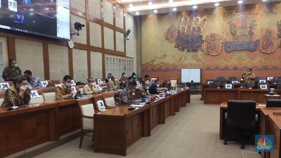 Rapat Dengar Pendapat dengan Rapat Kerja dengan Wakil BUMN II, Pembahasan Mengenai Ppsi Penyelesaian Permasalahan Asuransi Jiwasraya (CNBC Indonesia/ Monica Wareza)