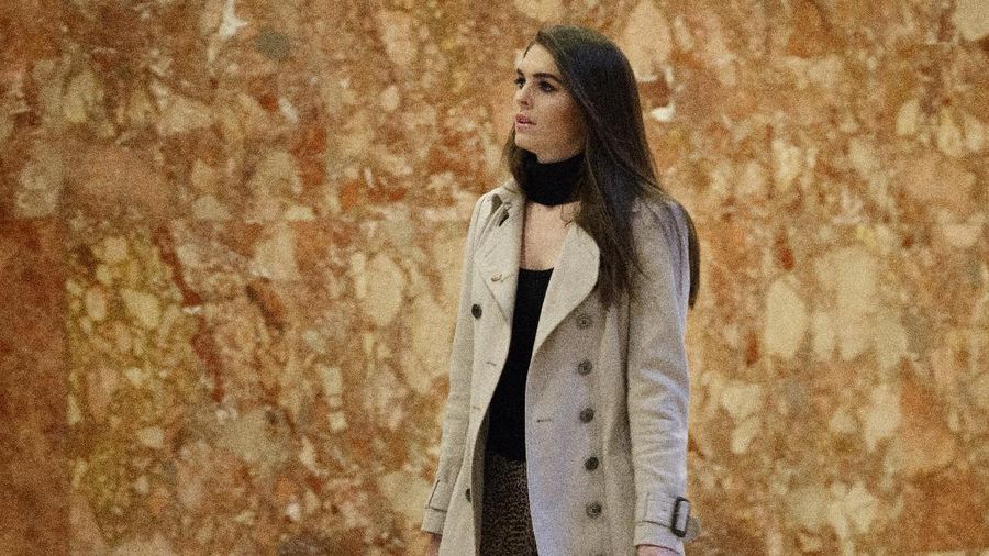 Counselor to the President Hope Hicks walks from Marine One to accompany President Donald Trump aboard Air Force One as he departs Wednesday, Sept. 30, 2020, at Andrews Air Force Base, Md. (AP Photo/Alex Brandon)
