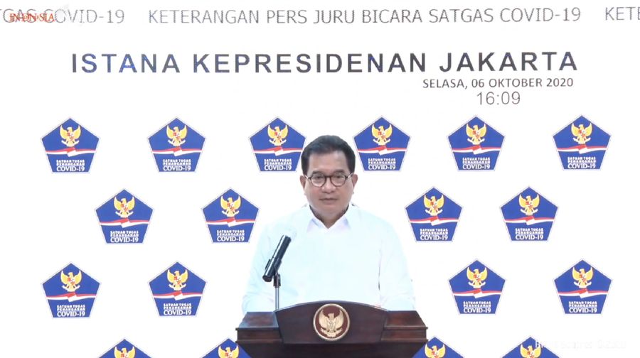 Wiku Adisasmito juru bicara gugus tugas percepatan penanganan Corona memberi Keterangan Pers Juru Bicara terkait Update Data Covid-19 Nasiona. (Youtube/Sekretariat Presiden)