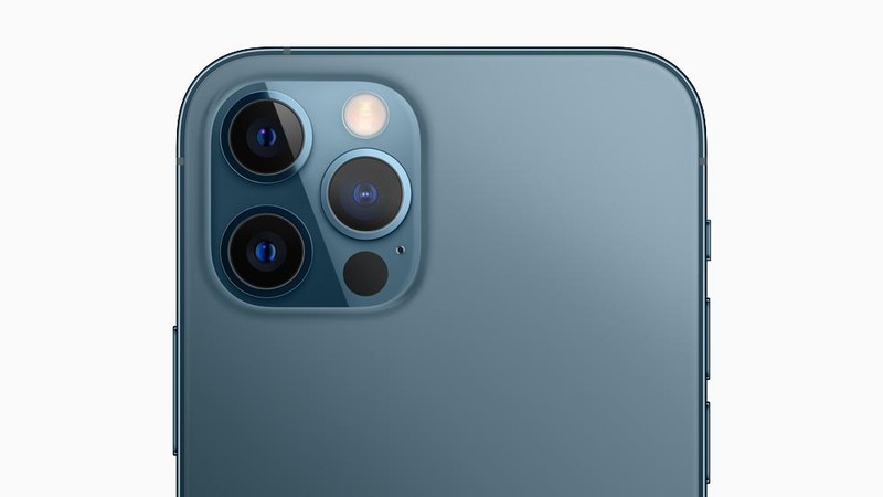 This image provided by Apple shows the new iPhone 12 Pro phones that Apple unveiled Tuesday, Oct. 13, 2020. The higher-end iPhone 12 Pro with more powerful cameras comes in silver, graphite, gold and blue, and will cost $999. (Apple via AP)