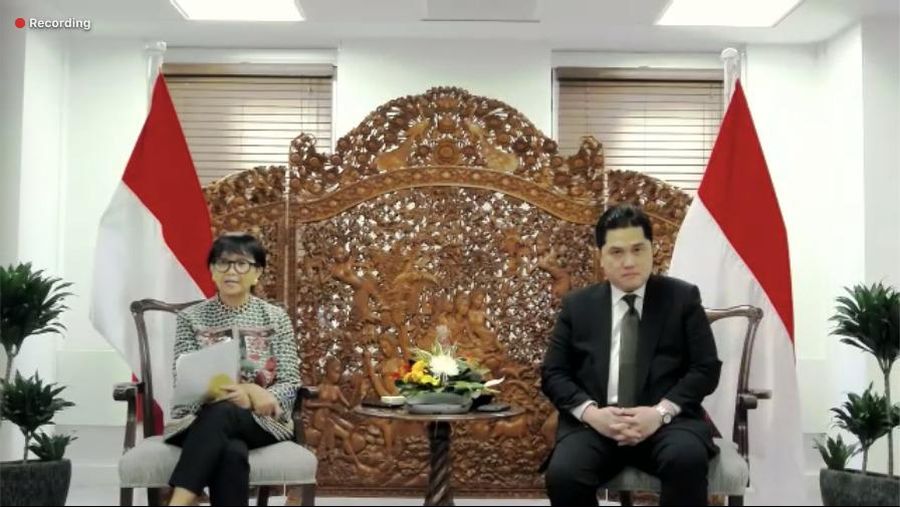 Menteri BUMN Erick Thohir & Menlu Retno Marsudi (Tangkapan Layar)