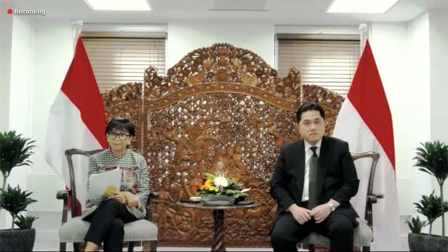 Menteri BUMN Erick Thohir & Menlu Retno Marsudi (Tangkapan Layar)