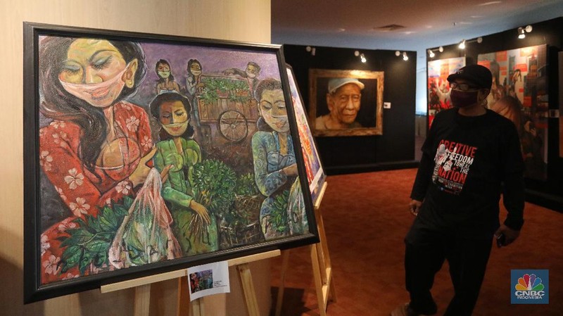 Pameran Seni Creative Freedoom to Heal The Nation di Perpustakaan Nasional, Jakarta (CNBC Indonesia/Andrean Kristianto)