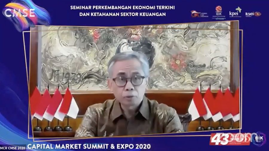 Ketua Dewan Komisioner OJK Wimboh Santoso dalam acara Capital Market Summit and Expo 2020 (CMSE 2020). (Tangkapan Layar)