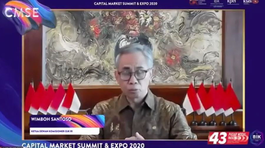 Ketua Dewan Komisioner OJK Wimboh Santoso dalam acara Capital Market Summit and Expo 2020 (CMSE 2020). (Tangkapan Layar Youtube Indonesia Stock Exchange)