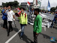 Kompak! Potret Massa Mahasiswa-Buruh Tolak Keras Omnibus Law