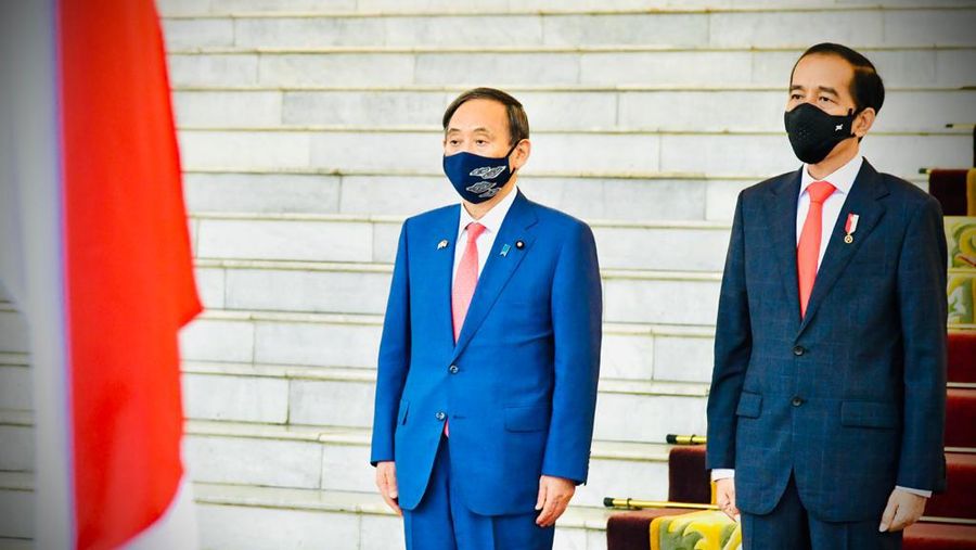 Presiden Joko Widodo terima kunjungan Perdana Menteri (PM) Jepang Yoshihide Suga di Istana Bogor, Selasa (20/10/2020). (Biro Pers Sekretariat Presiden/Laily Rachev)