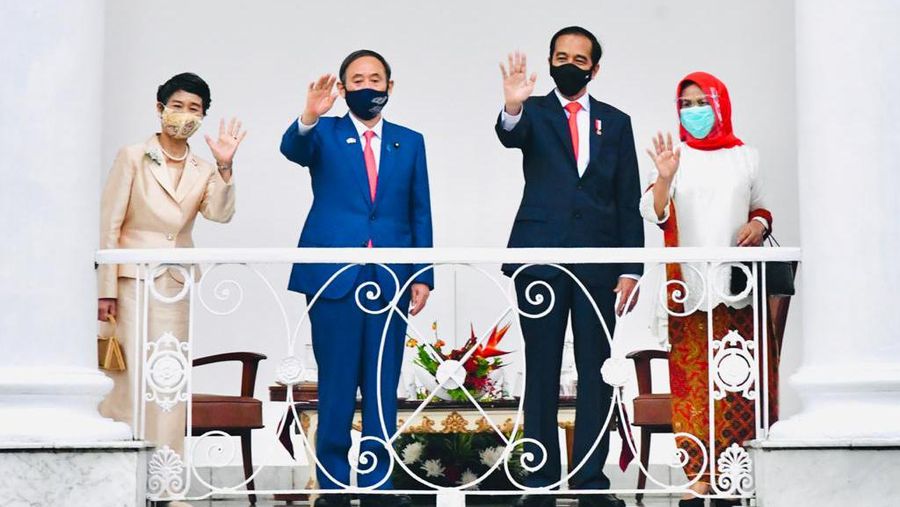 Presiden Joko Widodo terima kunjungan Perdana Menteri (PM) Jepang Yoshihide Suga di Istana Bogor, Selasa (20/10/2020). (Biro Pers Sekretariat Presiden/Laily Rachev)