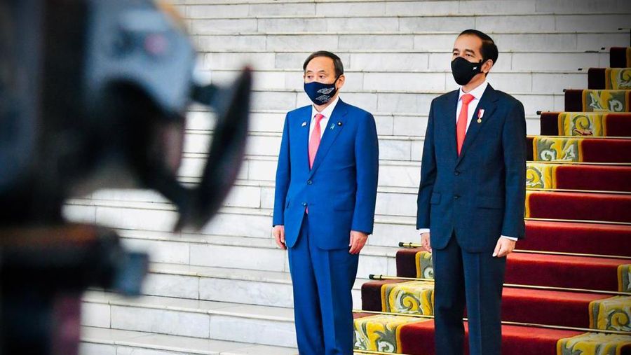Presiden Joko Widodo terima kunjungan Perdana Menteri (PM) Jepang Yoshihide Suga di Istana Bogor, Selasa (20/10/2020). (Biro Pers Sekretariat Presiden/Laily Rachev)