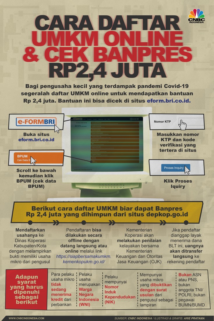 Cara Daftar UMKM Online, Cek Bantuan Rp 2,4 Juta di eForm BRI