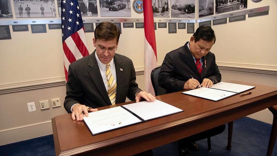 Peretemuan Menteri Pertahanan AS, Dr. Mark T. Esper bertemu dengan Menteri Pertahanan RI, Prabowo Subianto, di Pentagon, Washington, D.C., Amerika Serikat, (Dok. Kemhan)