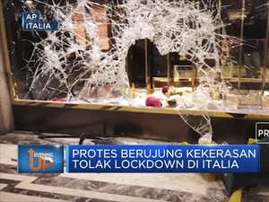 Protes Berujung Kekerasan Tolak Lockdown Di Italia