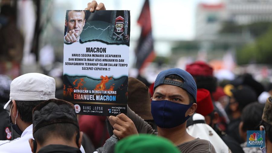Demo FPI di Kedubes Prancis (CNBC Indonesia/Andrean Kristianto)