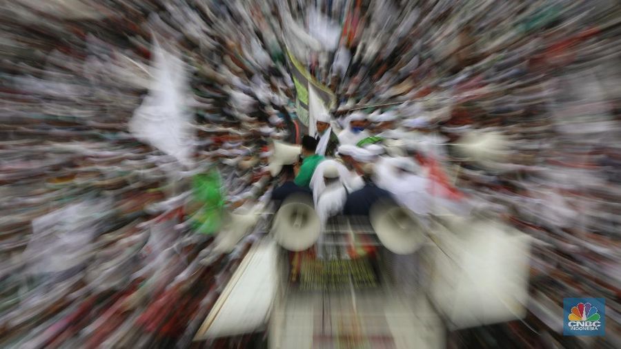 Demo FPI di Kedubes Prancis (CNBC Indonesia/Andrean Kristianto)