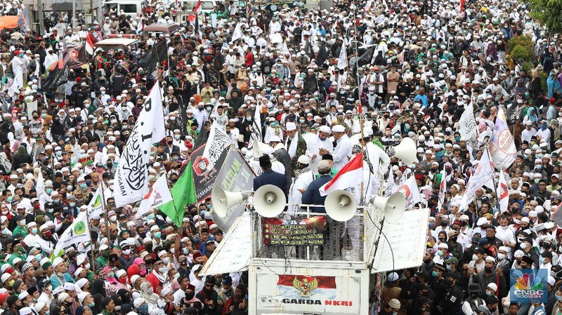 Demo FPI di Kedubes Prancis (CNBC Indonesia/Andrean Kristianto)