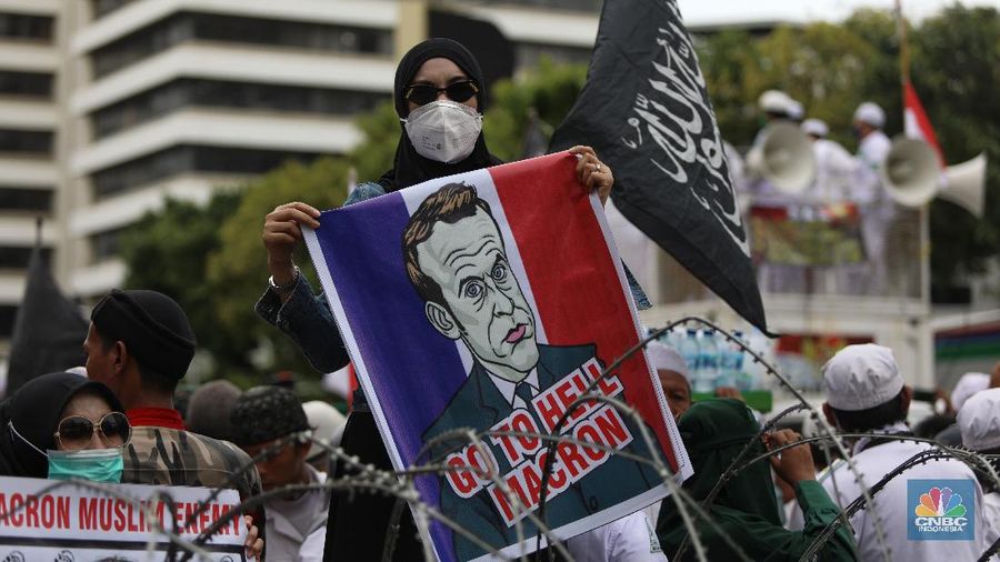 Demo FPI di Kedubes Prancis (CNBC Indonesia/Andrean Kristianto)