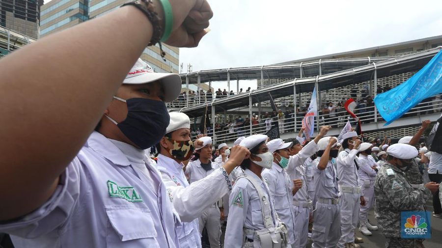 Demo FPI di Kedubes Prancis (CNBC Indonesia/Andrean Kristianto)