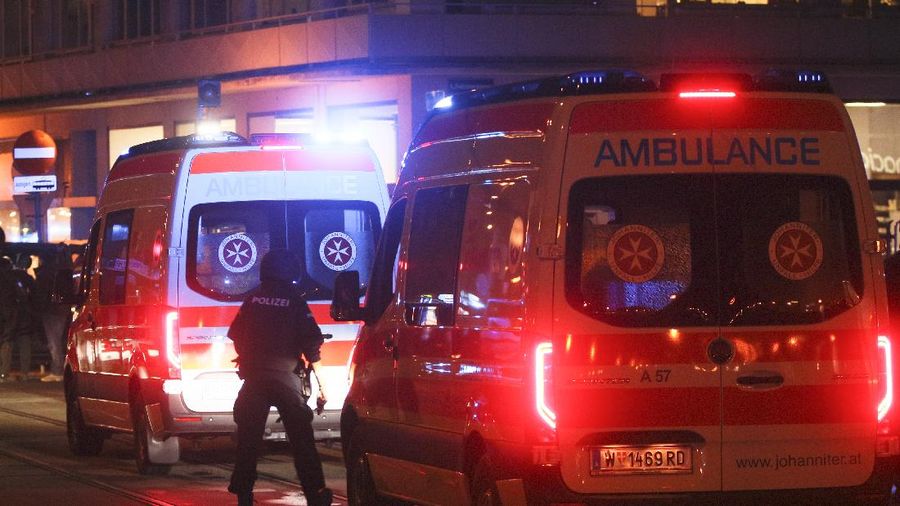 Following gunfire on people enjoying a last evening out before lockdown, police patrol at the scene in Vienna, early Tuesday, Nov. 3, 2020. Police in the Austrian capital said several shots were fired shortly after 8 p.m. local time on Monday, Nov. 2, in a lively street in the city center of Vienna. Austria's top security official said authorities believe there were several gunmen involved and that a police operation was still ongoing. (Photo/Ronald Zak)