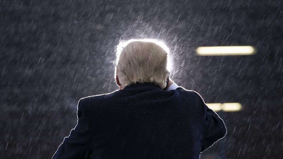 President Donald Trump speaks during a campaign rally at Capital Region International Airport, Tuesday, Oct. 27, 2020, in Lansing, Mich. (AP Photo/Evan Vucci)