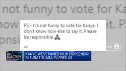 Kanye West Pamer Vote Diri Sendiri di Surat Suara Pilpres AS