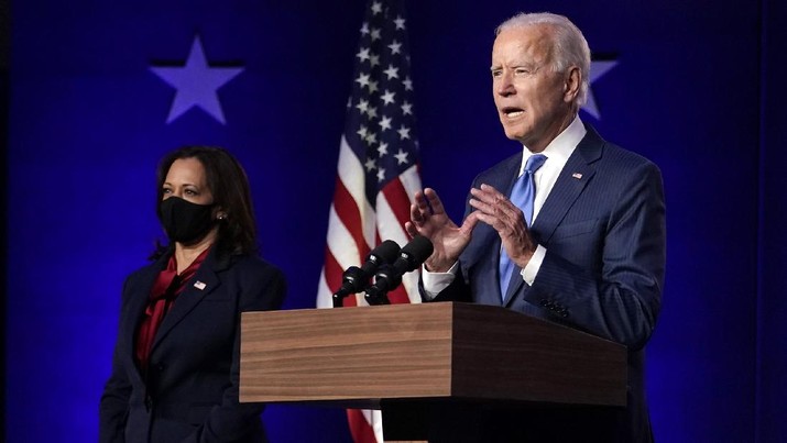 Joe Biden berpidato didepan publik. (AP/Carolyn Kaster)