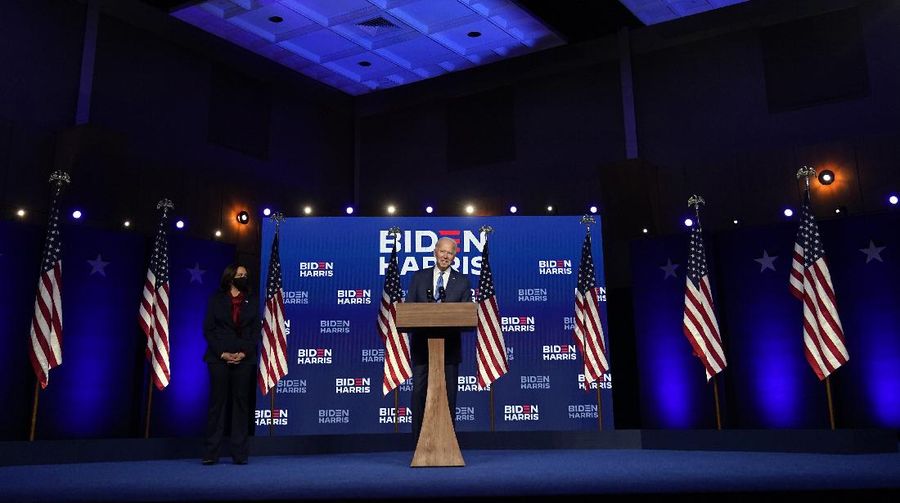 Joe Biden berpidato didepan publik. (AP/Carolyn Kaster)
