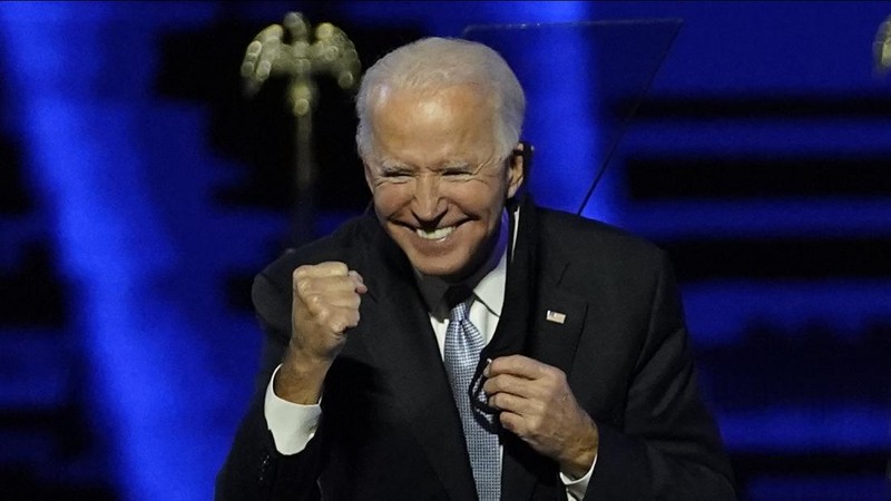 President-elect Joe Biden speaks Saturday, Nov. 7, 2020, in Wilmington, Del. (AP Photo/Andrew Harnik)