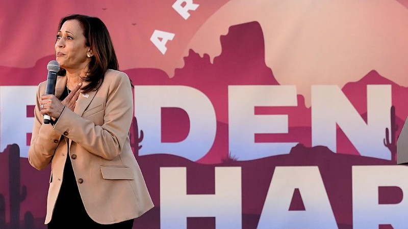 Vice President-elect Kamala Harris arrives to speaks Saturday, Nov. 7, 2020, in Wilmington, Del. (AP Photo/Carolyn Kaster)