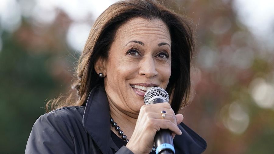 Vice President-elect Kamala Harris arrives to speaks Saturday, Nov. 7, 2020, in Wilmington, Del. (AP Photo/Carolyn Kaster)