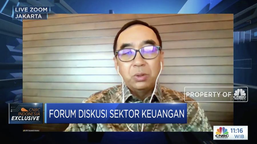 Ketua Umum Asosiasi Perusahaan Pembiayaan Indonesia (APPI) Suwandi Wiratno dalam Forum Diskusi Sektor Finansial denganl tema 